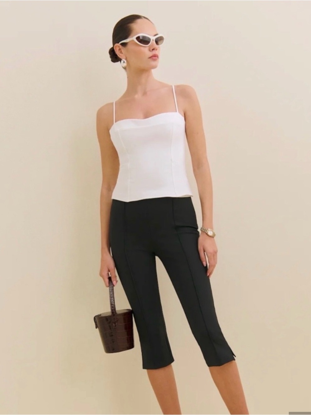 Reformation Gusta Knit Crop Black Pants